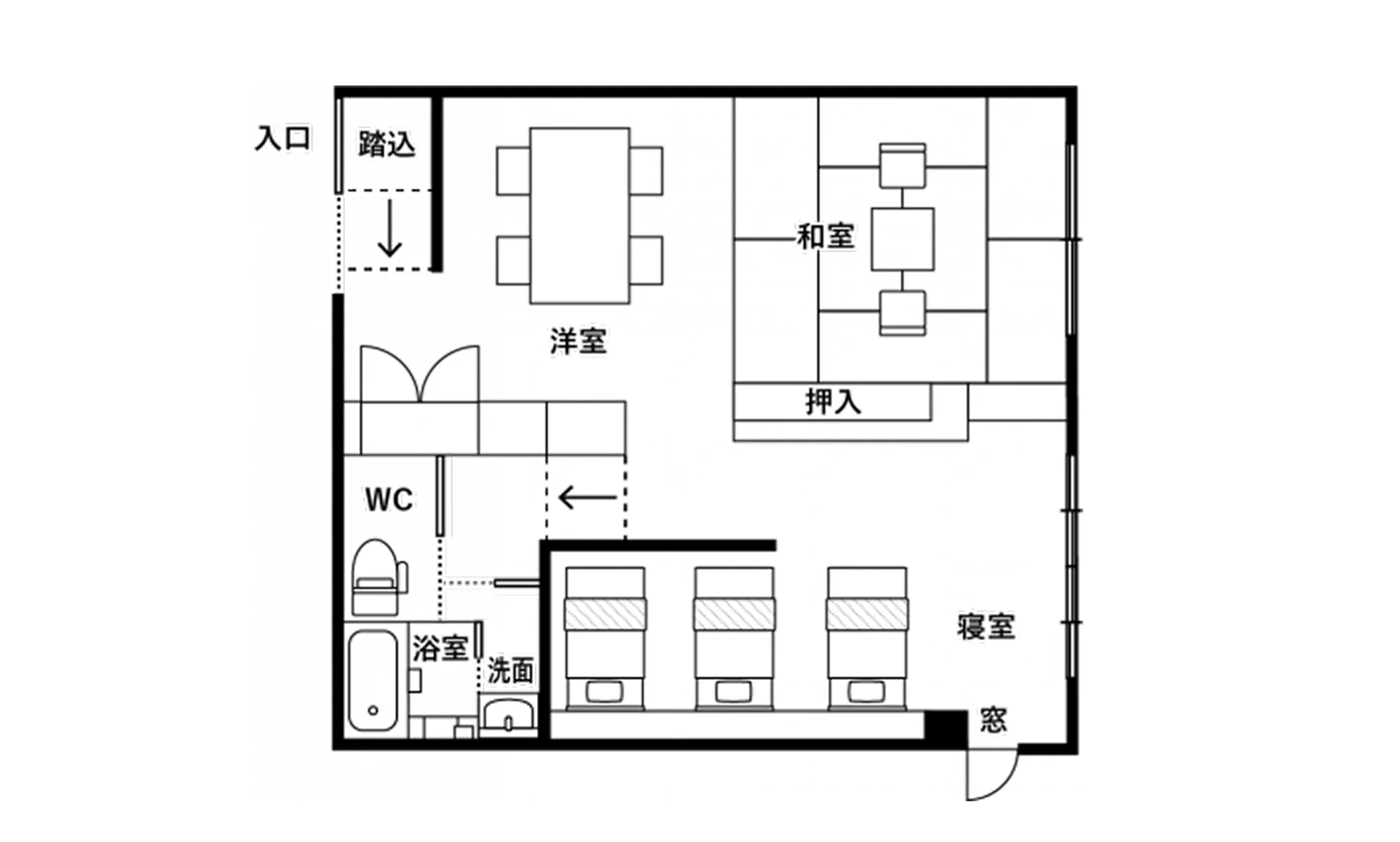 バリアフリールームの客室図